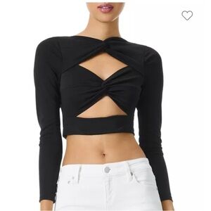 Black Twist-Front Long Sleeve Top
